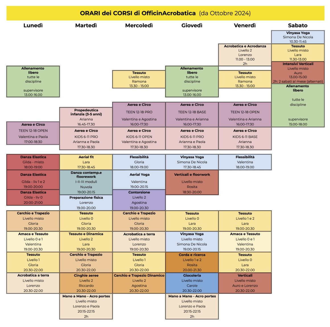 CALENDARIO di Settembre, della Stagione 2024/2025 e Preiscrizioni