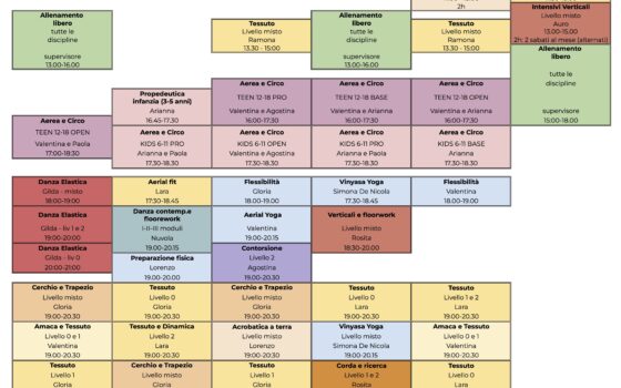 CALENDARIO di Settembre, della Stagione 2024/2025 e Preiscrizioni